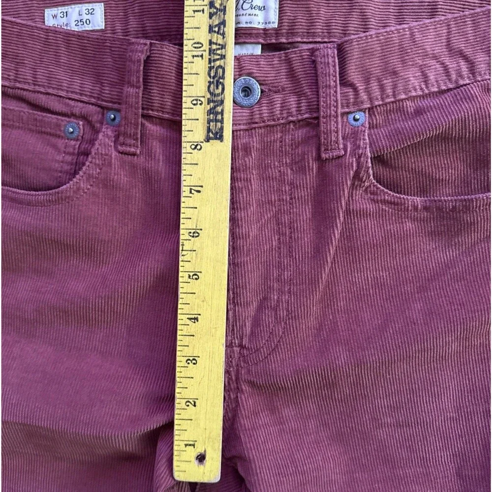 J Crew 250 Corduroy Pants Mens Sz 31x32 Rust Plank Slim Straight Leg Cotton Flex